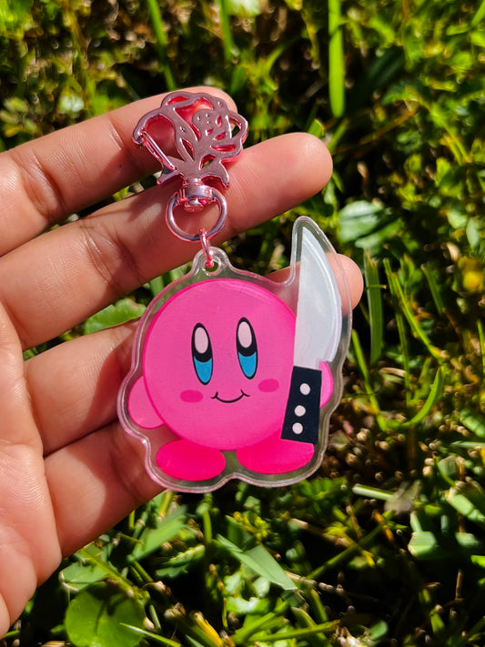 Kirby with knife Acrylic Keychain